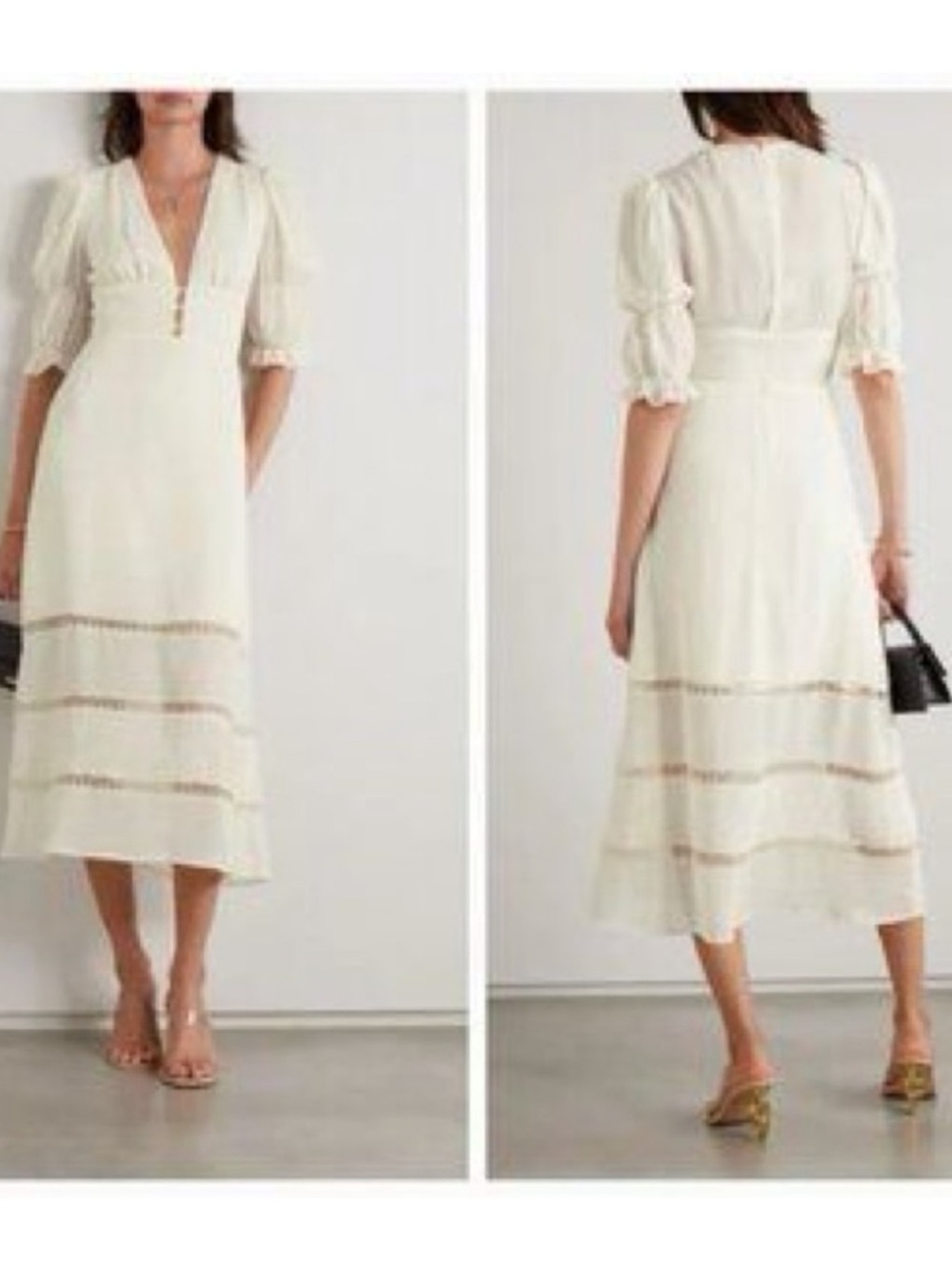 REFORMATION Fran Dress Cream Midi cotton Dress 4 - Picture 12 of 12
